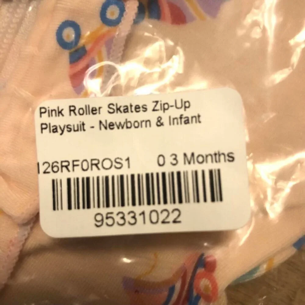 NWT ANGEL DEAR Ruffles & Roller Skates Playsuit 1-Pc Zip-up Pink 0-3 Months